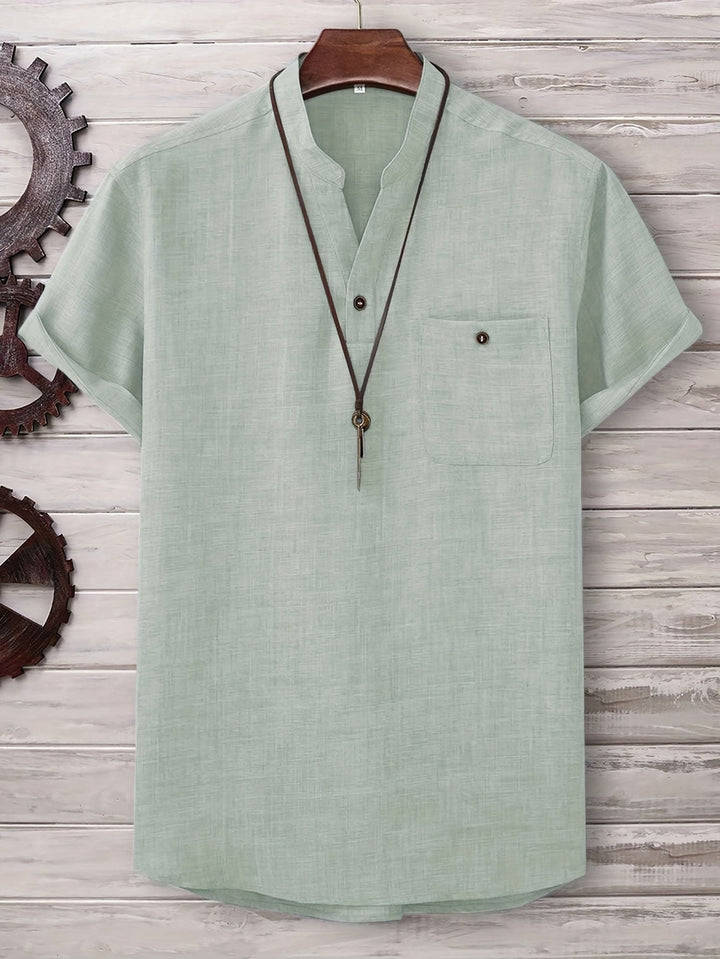 T Shirt Men - Short Sleeve with Stand Collar | Casual Relaxed Fit
