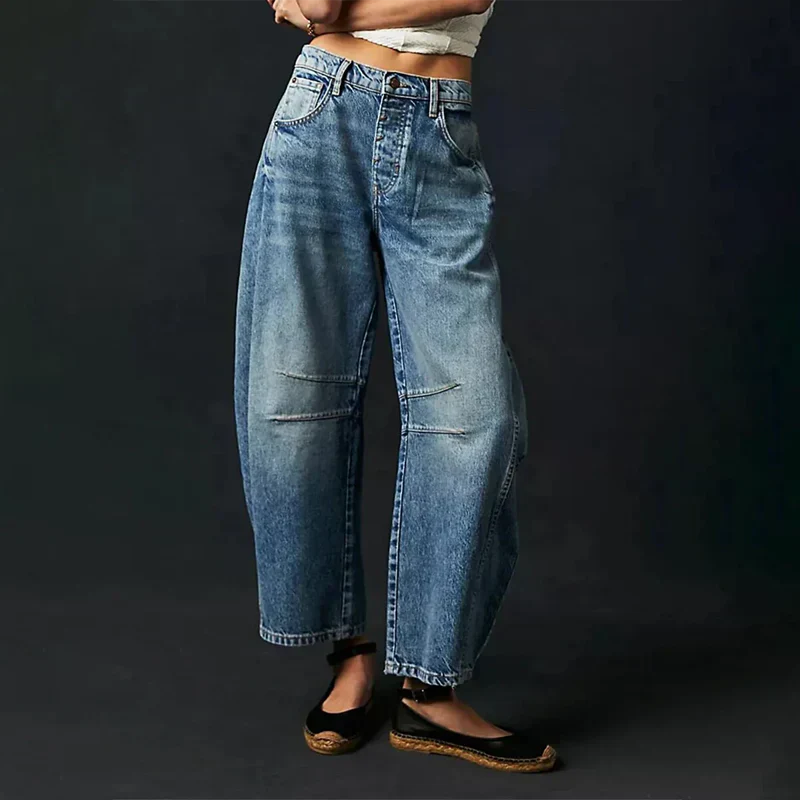Women's Jeans - Barrel Leg High Waist Relaxed Fit | Casual