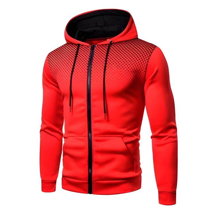 Men's Hoodie - Full Zip Gradient Dot Print Slim Fit | Casual