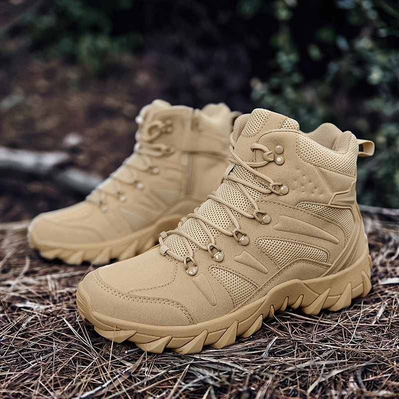 Men's Walking Boots - High Ankle Tactical with Chunky Grip Sole