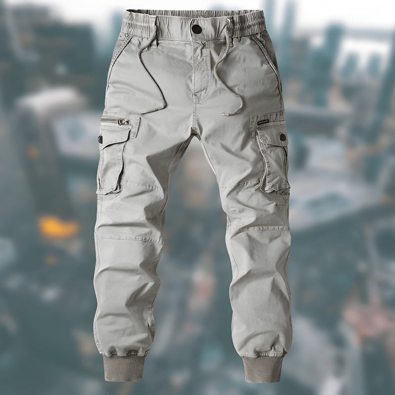 Men's Cargo Trousers - Jogger Fit with Multi-Pocket Cuffed Ankle