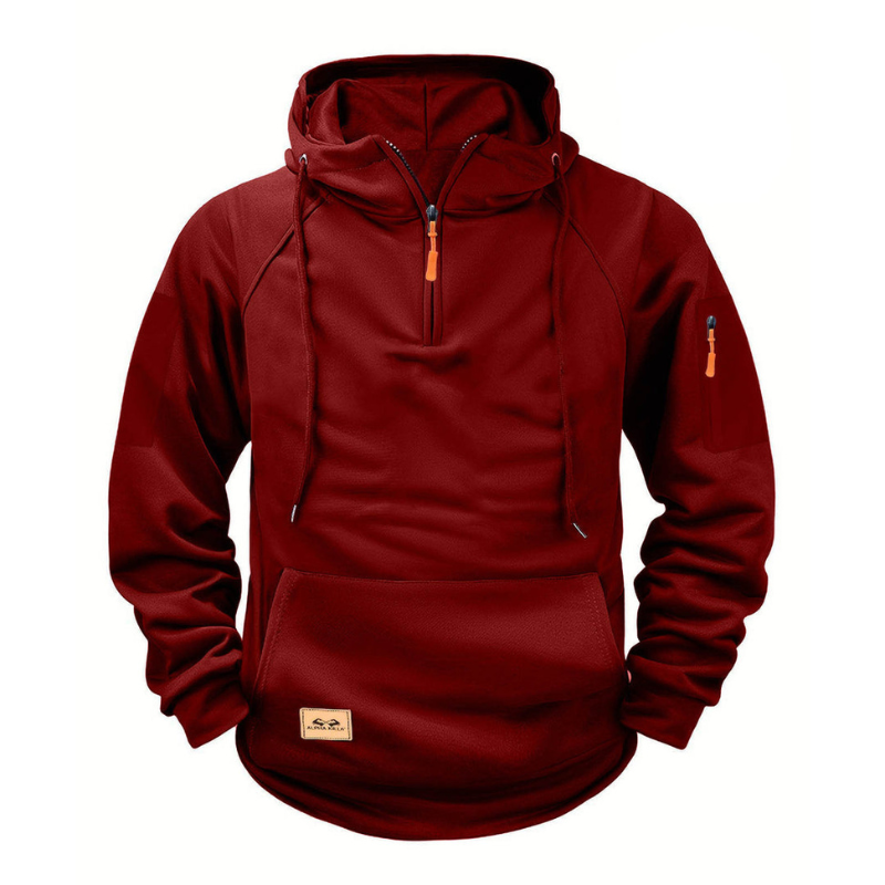 Men's Hoodie - Quarter Zip Tactical Arm Pocket | Outdoor Casual