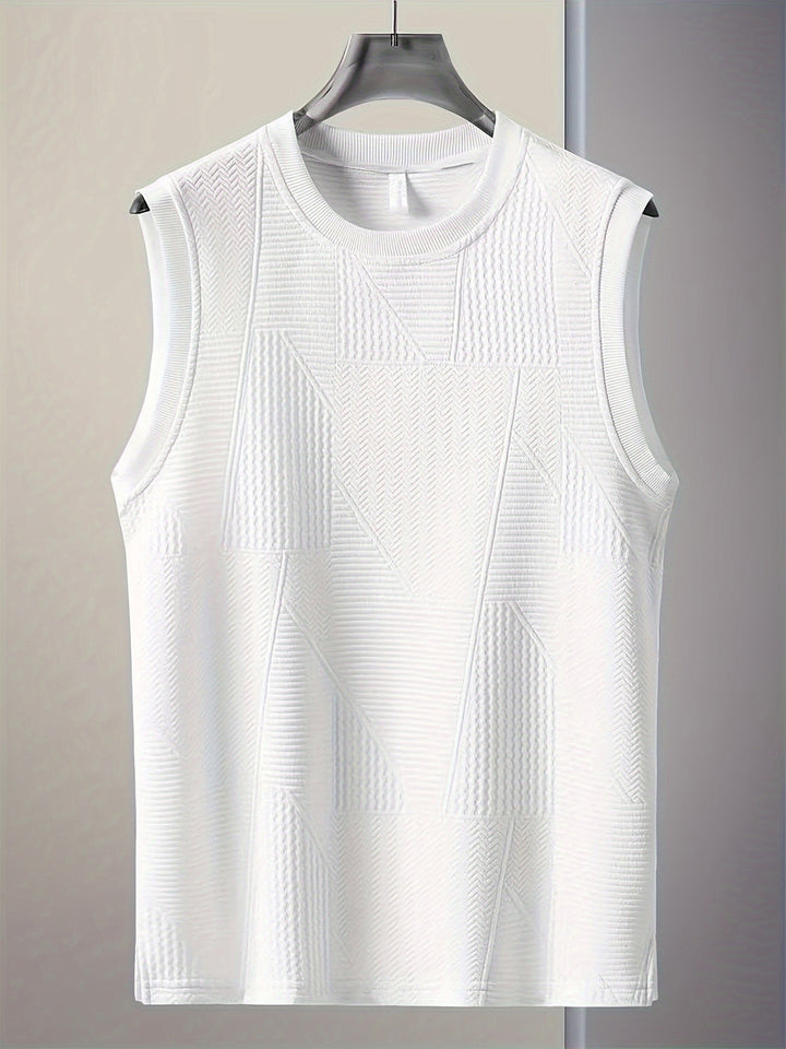 T Shirt Men - Sleeveless Tank with Textured Pattern | Slim Fit Casual