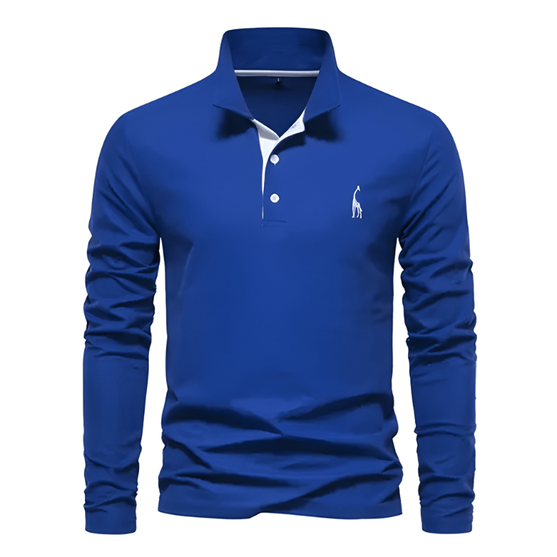 Men's Polo Shirt - Long Sleeve Slim Fit with Chest Embroidery | Smart