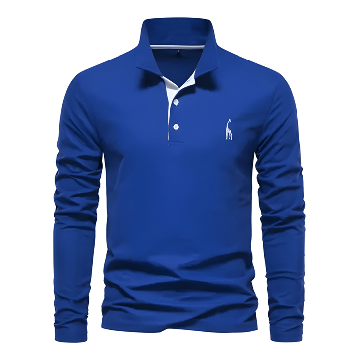 Men's Polo Shirt - Long Sleeve Slim Fit with Chest Embroidery | Smart