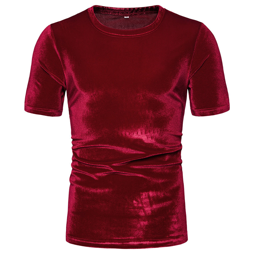 Men's T-Shirt - Slim Fit with Glossy Sheen | Elegant Evening Look