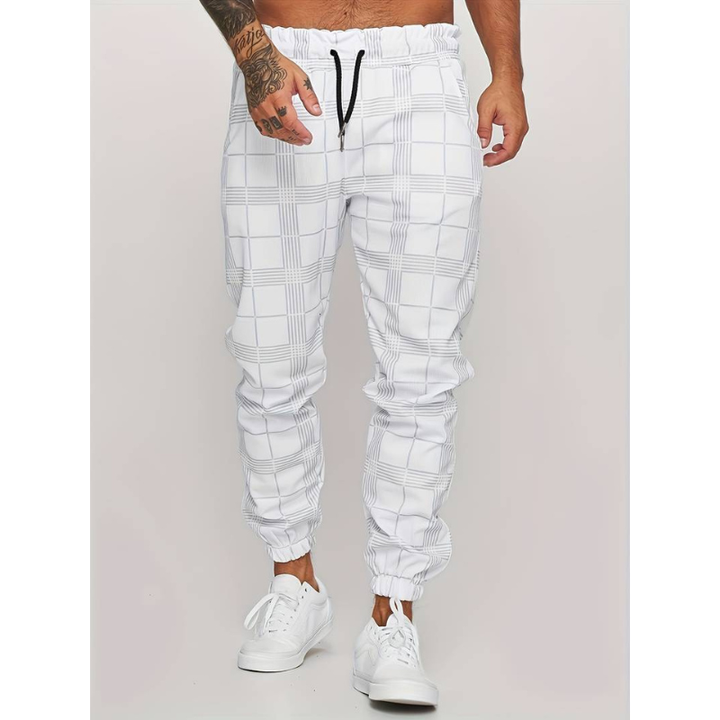 Men's Trousers - Slim Fit Jogger with Check Print | Smart Casual