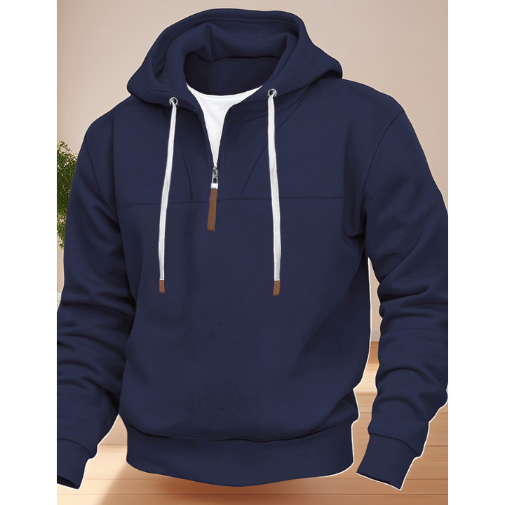 Men's Hoodie - Regular Fit Half-Zip Drawstring Contrast Detail | Casual