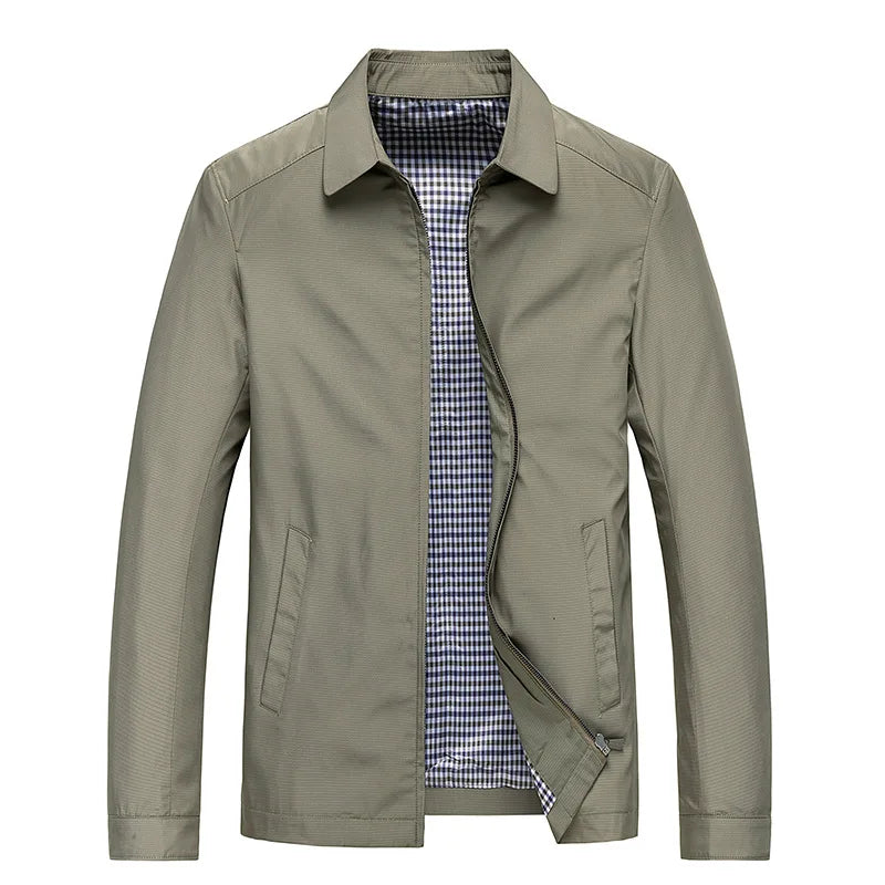Men's Jacket - Lightweight Zip-Up Spread Collar | Smart Casual