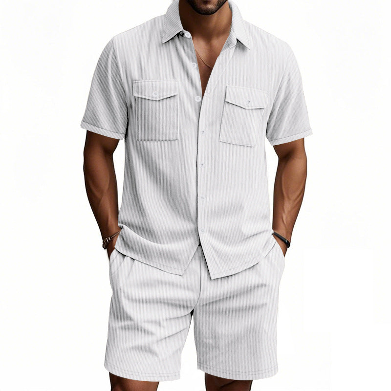 Men's Co-ord Set - Short Sleeve Shirt with Matching Shorts | Summer