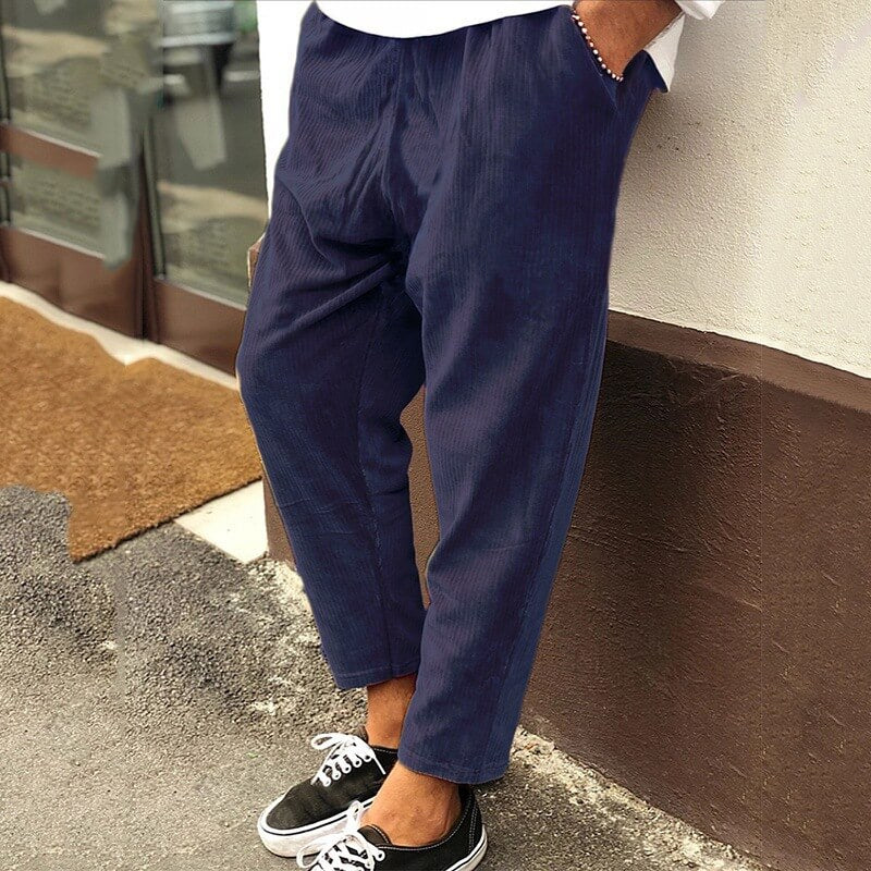 Men's Trousers - Relaxed Tapered Fit with Elasticated Waist | Casual
