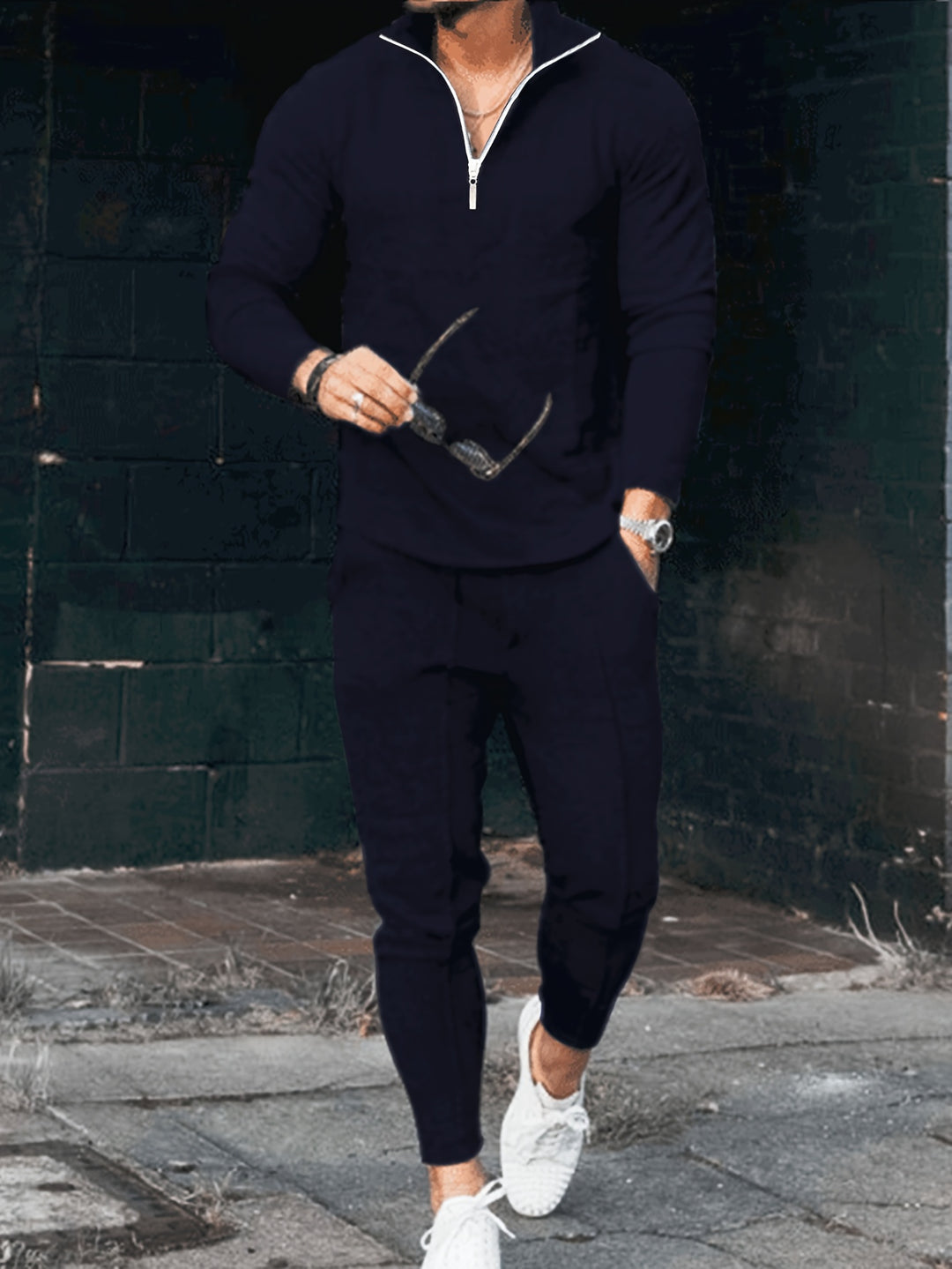 Men's Tracksuit - Half-Zip Top with Slim Fit Joggers | Sporty Set