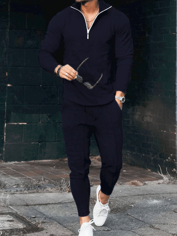 Men's Tracksuit - Half-Zip Top with Slim Fit Joggers | Sporty Set