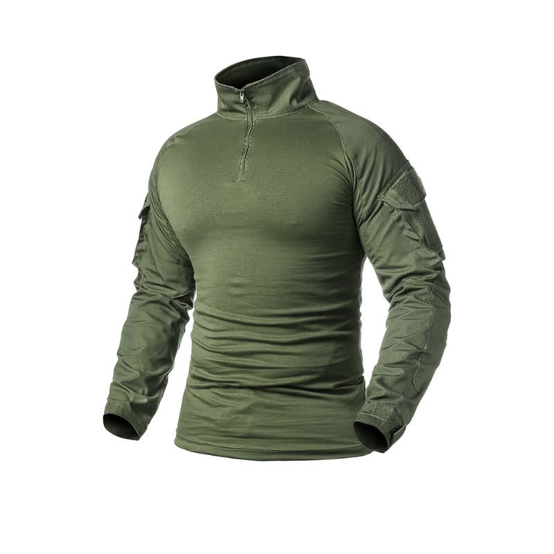 Men's Shirt - Long Sleeve Tactical with Quarter-Zip Stand Collar