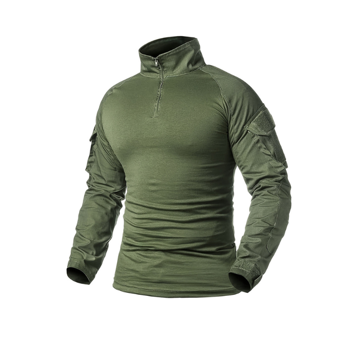 Men's Shirt - Long Sleeve Tactical with Quarter-Zip Stand Collar