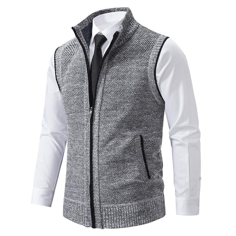Men's Waistcoat - Full Zip Knitted Sleeveless Vest | Smart Casual