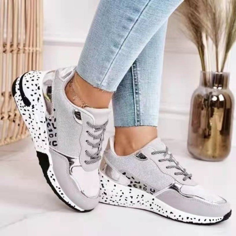 Trainers Women - Chunky Sole Glitter Panel Lace Up | Casual