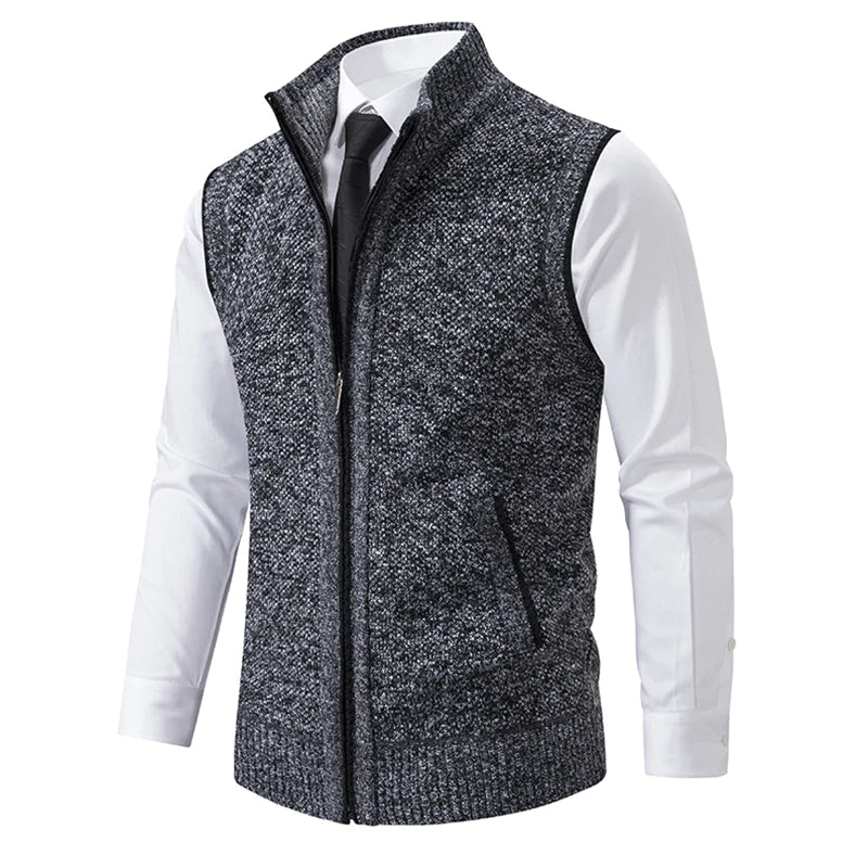 Men's Waistcoat - Full Zip Knitted Sleeveless Vest | Smart Casual