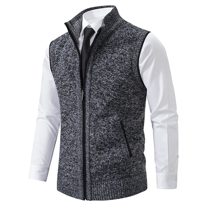Men's Waistcoat - Full Zip Knitted Sleeveless Vest | Smart Casual