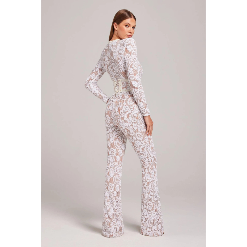 Jumpsuit Women - Round Neck Long Sleeve Flared Leg | Elegant