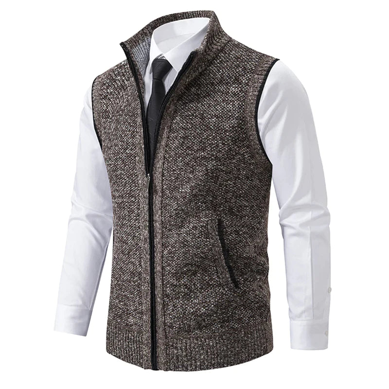 Men's Waistcoat - Full Zip Knitted Sleeveless Vest | Smart Casual