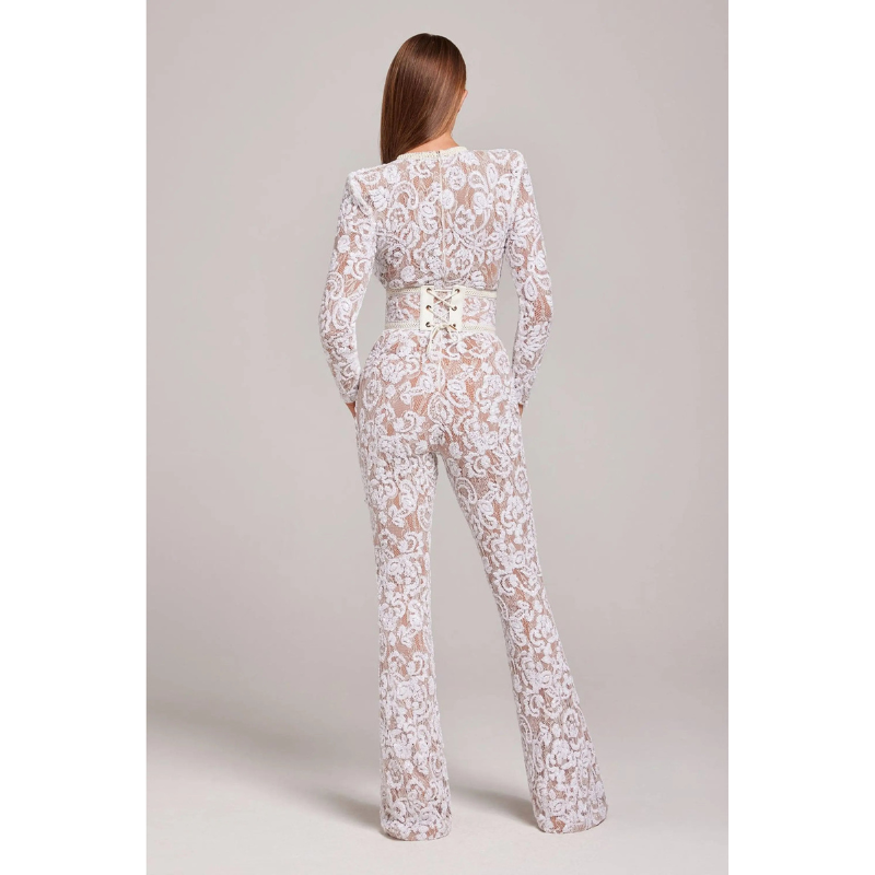 Jumpsuit Women - Round Neck Long Sleeve Flared Leg | Elegant