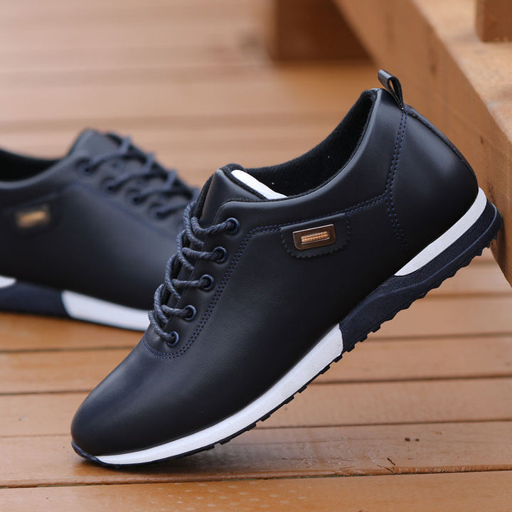 Men's Trainers - Smart Casual Lace-Up Low Top with Badge Detail