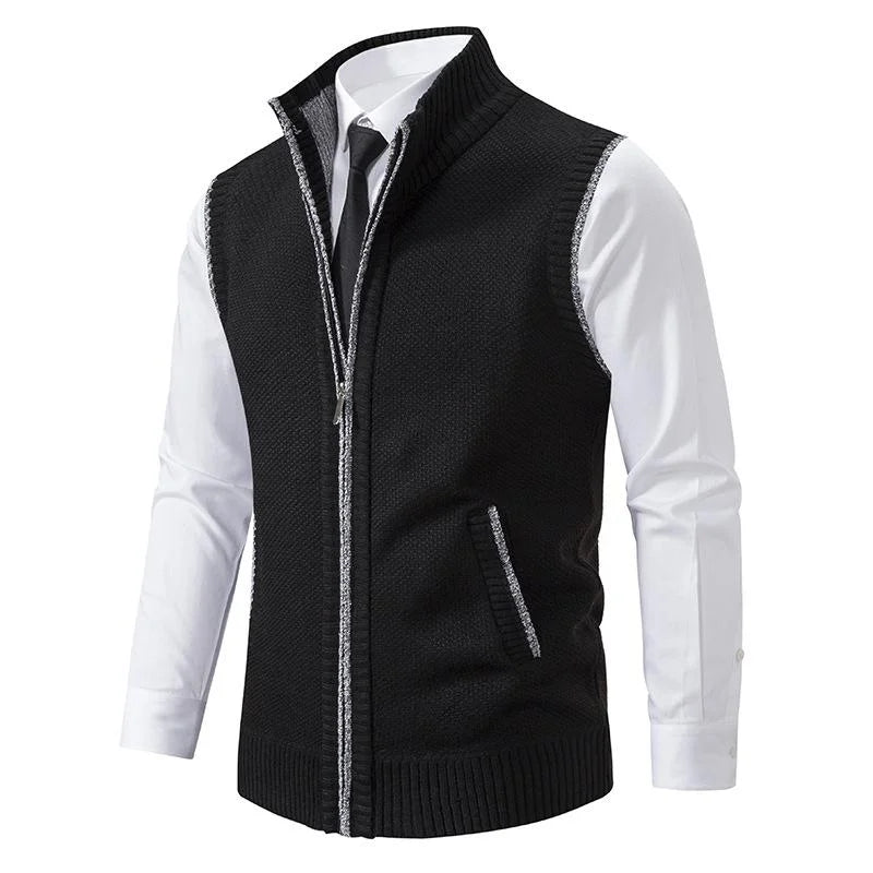 Men's Waistcoat - Full Zip Knitted Sleeveless Vest | Smart Casual