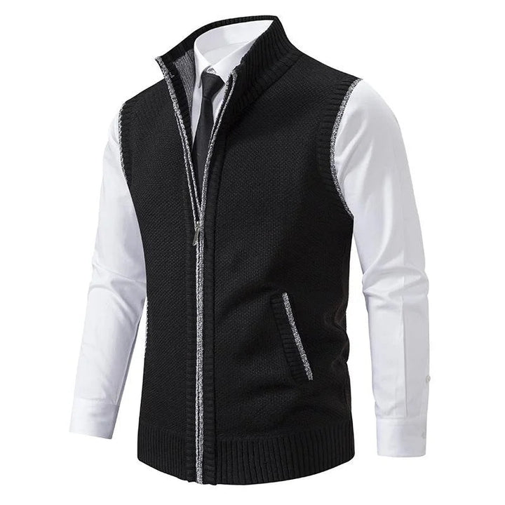 Men's Waistcoat - Full Zip Knitted Sleeveless Vest | Smart Casual