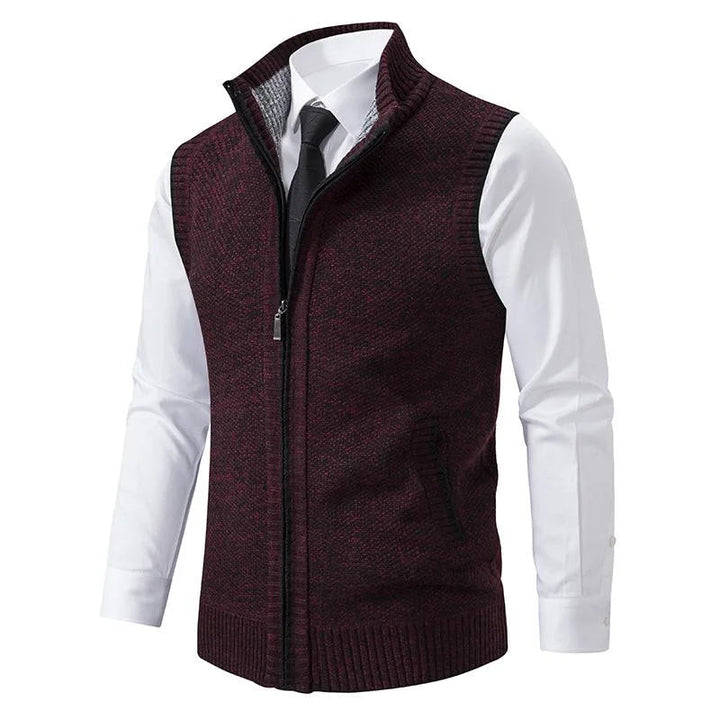 Men's Waistcoat - Full Zip Knitted Sleeveless Vest | Smart Casual