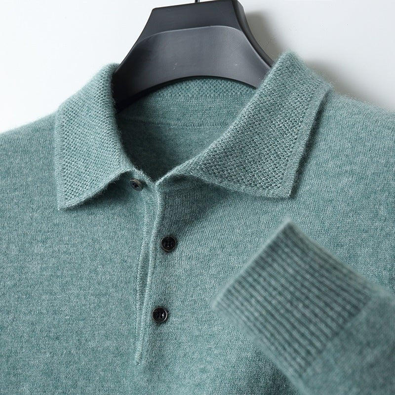 Men's Polo Shirt - Knitted Collar Button Placket | Smart Casual