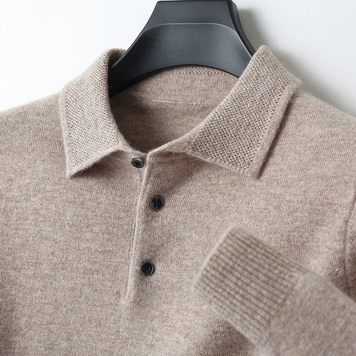 Men's Polo Shirt - Knitted Collar Button Placket | Smart Casual