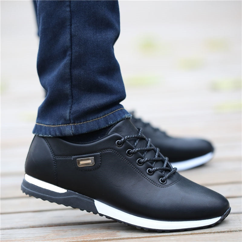 Men's Trainers - Smart Casual Lace-Up Low Top with Badge Detail