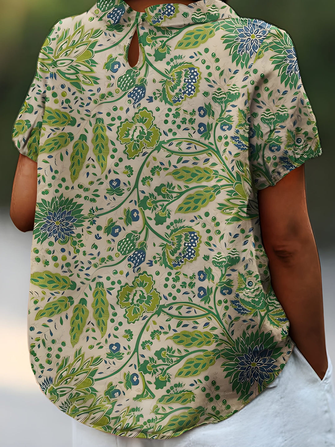 Women's Blouse - Floral Print V-Neck Short Sleeve Summer Top | Casual
