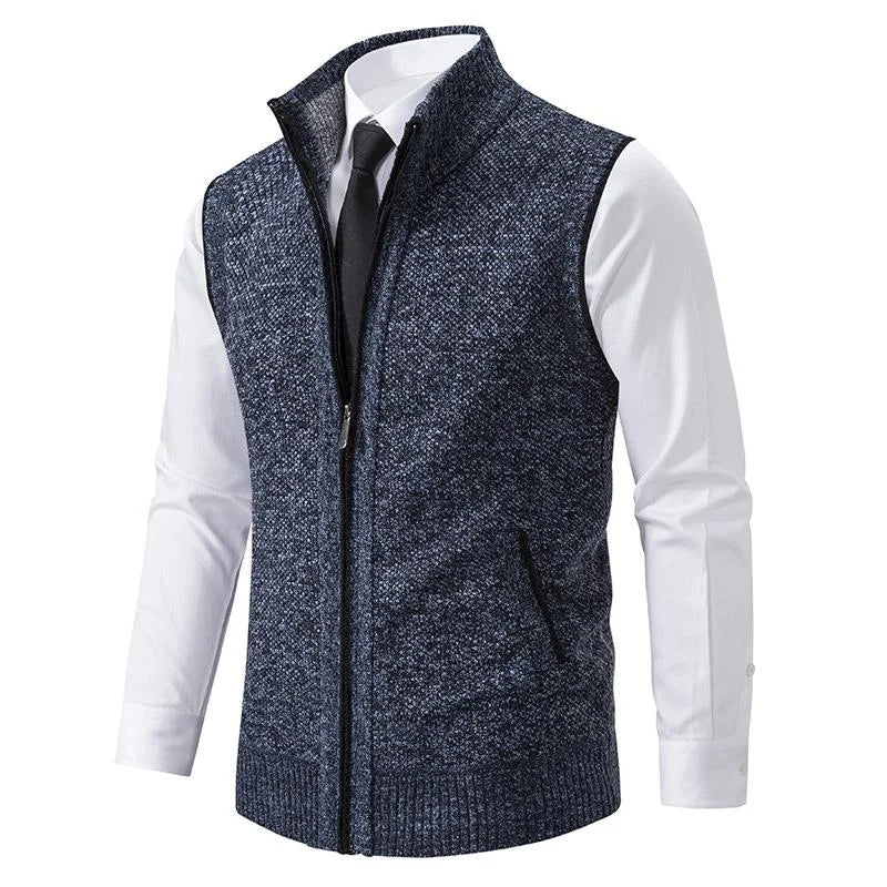 Men's Waistcoat - Full Zip Knitted Sleeveless Vest | Smart Casual