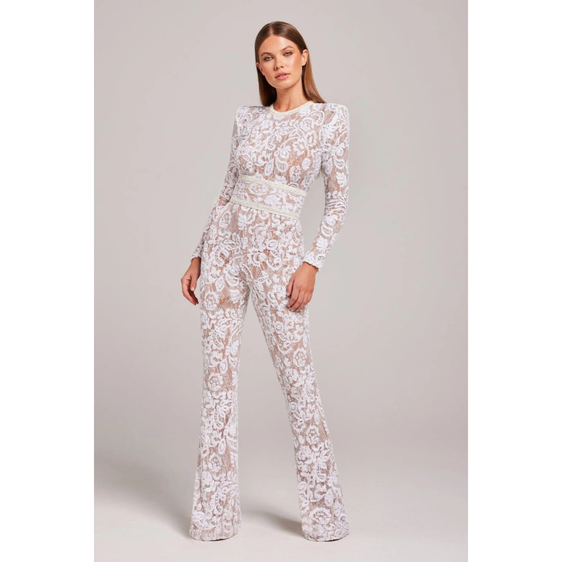 Jumpsuit Women - Round Neck Long Sleeve Flared Leg | Elegant