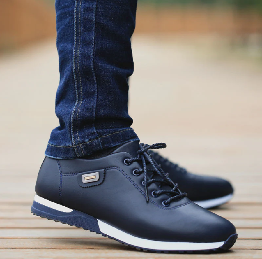 Men's Trainers - Smart Casual Lace-Up Low Top with Badge Detail