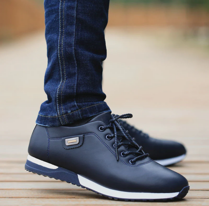 Men's Trainers - Smart Casual Lace-Up Low Top with Badge Detail