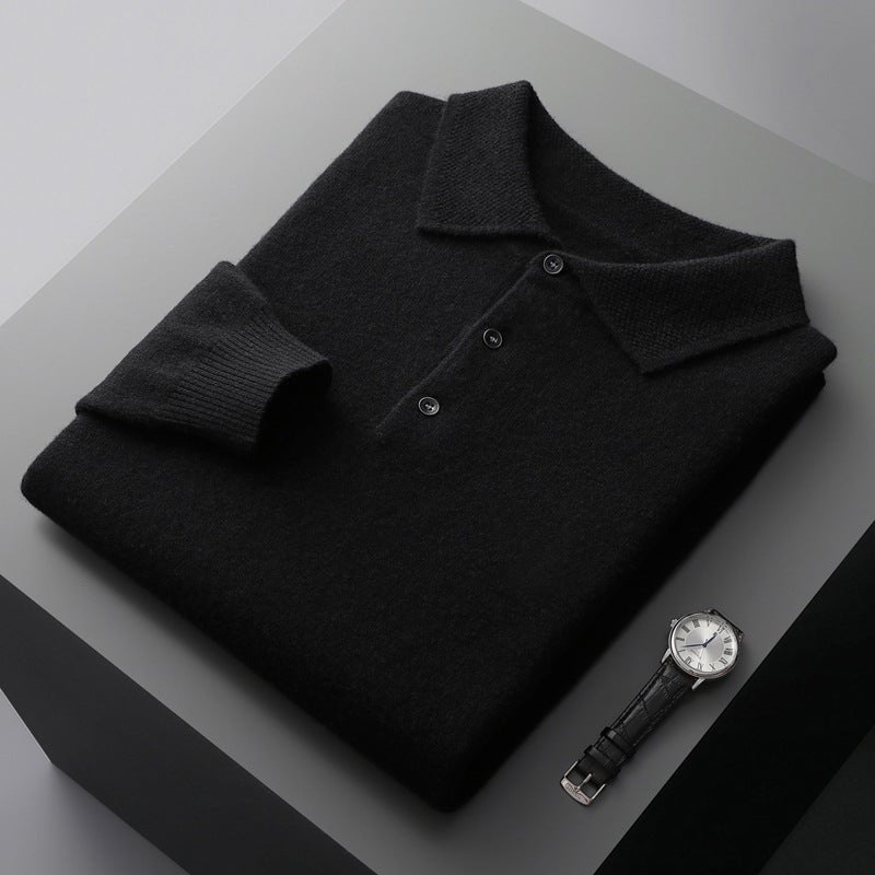Men's Polo Shirt - Knitted Collar Button Placket | Smart Casual