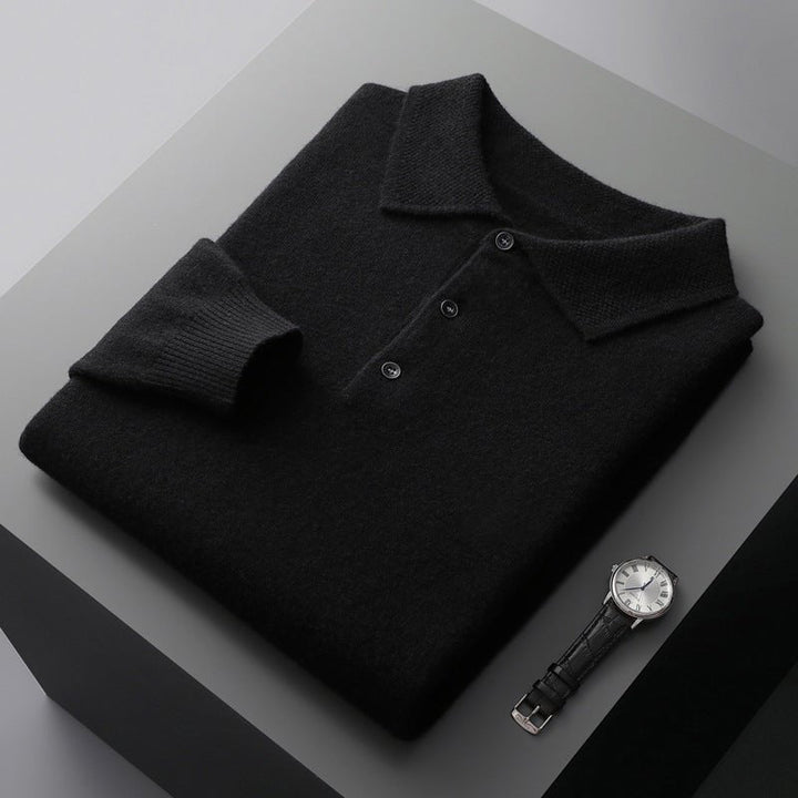 Men's Polo Shirt - Knitted Collar Button Placket | Smart Casual