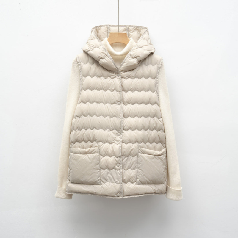 Bodywarmer Women - Quilted Hooded Zip Sleeveless Puffer | Casual