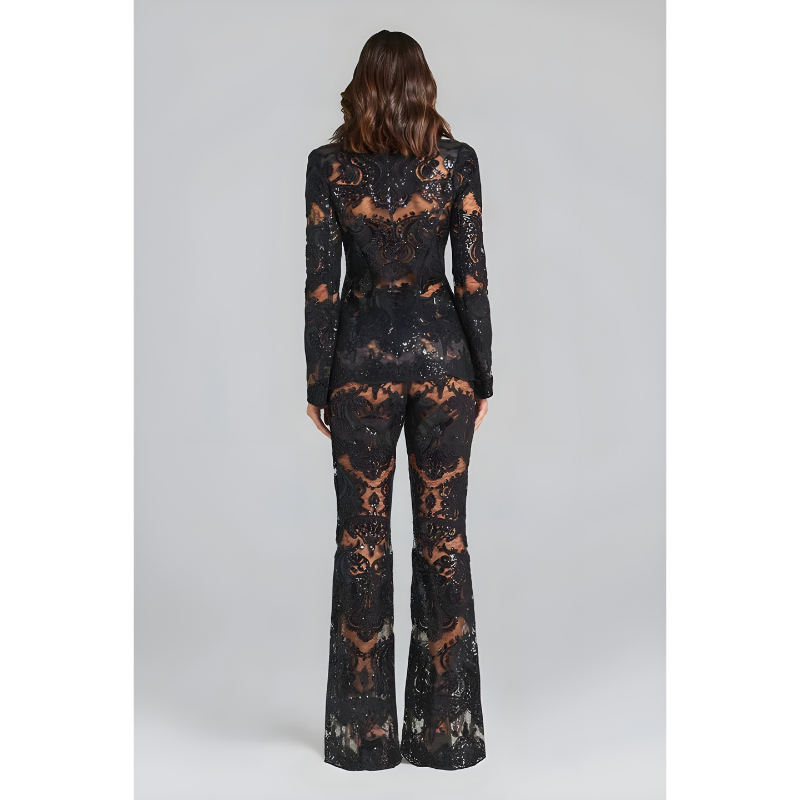 Trouser Suit Women - Sequin Lace Blazer Set | Gala
