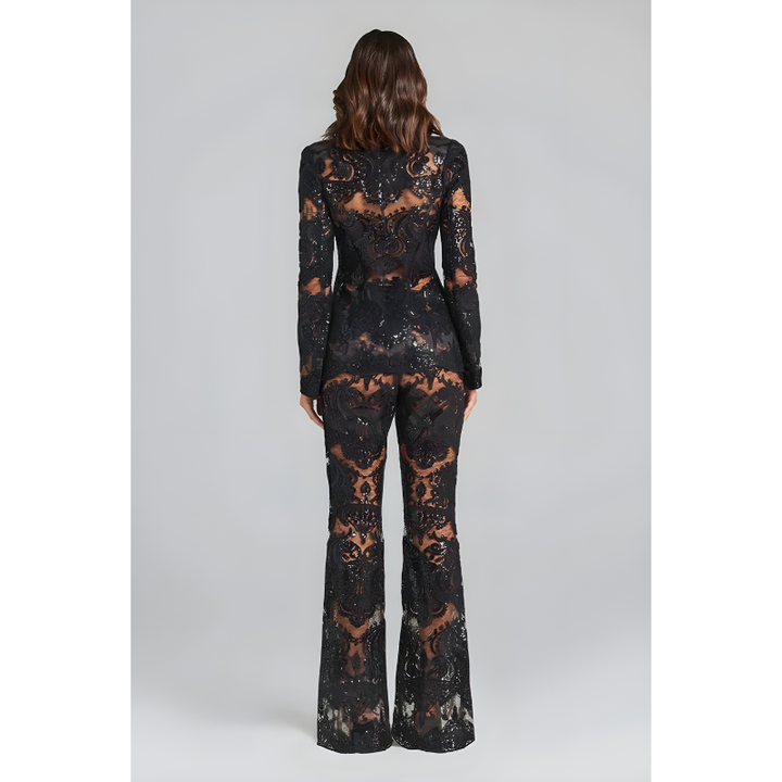 Trouser Suit Women - Sequin Lace Blazer Set | Gala