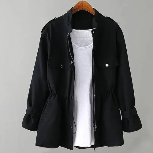 Parka Jacket Women - Lightweight Utility Coat with Drawstring | Casual