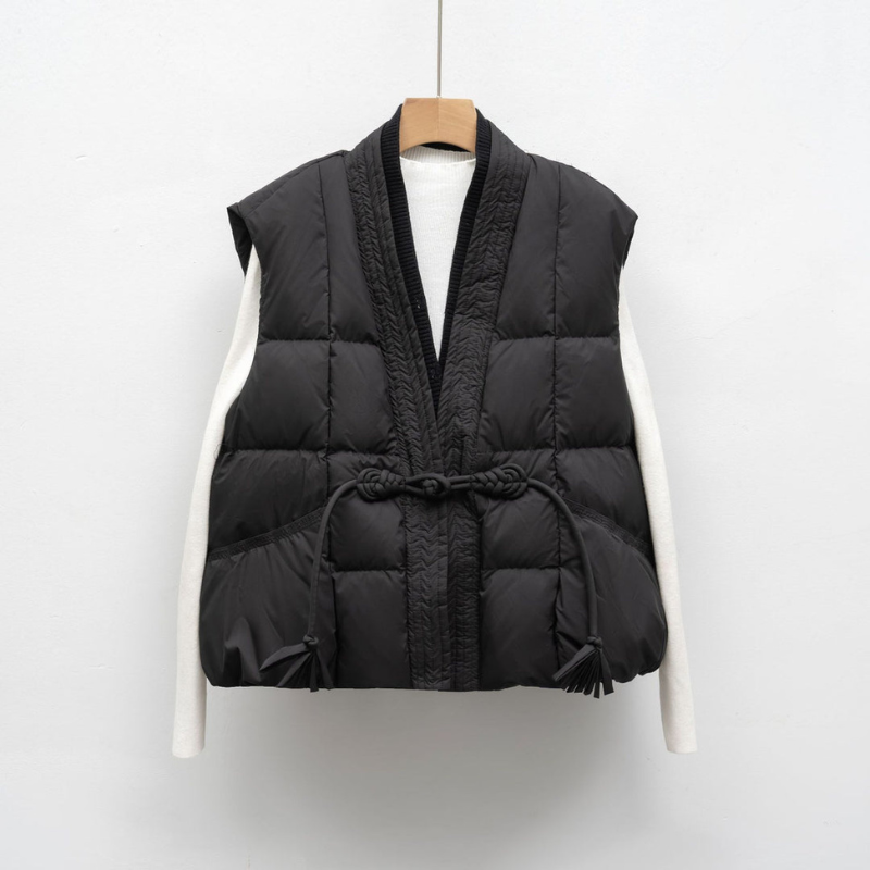 Gilet Women - Quilted Wrap Bodywarmer with Tassel Tie | Casual