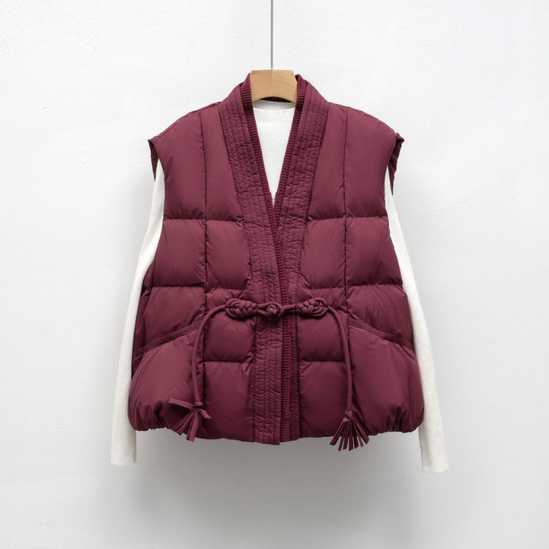 Gilet Women - Quilted Wrap Bodywarmer with Tassel Tie | Casual