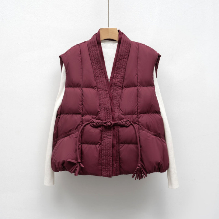 Gilet Women - Quilted Wrap Bodywarmer with Tassel Tie | Casual