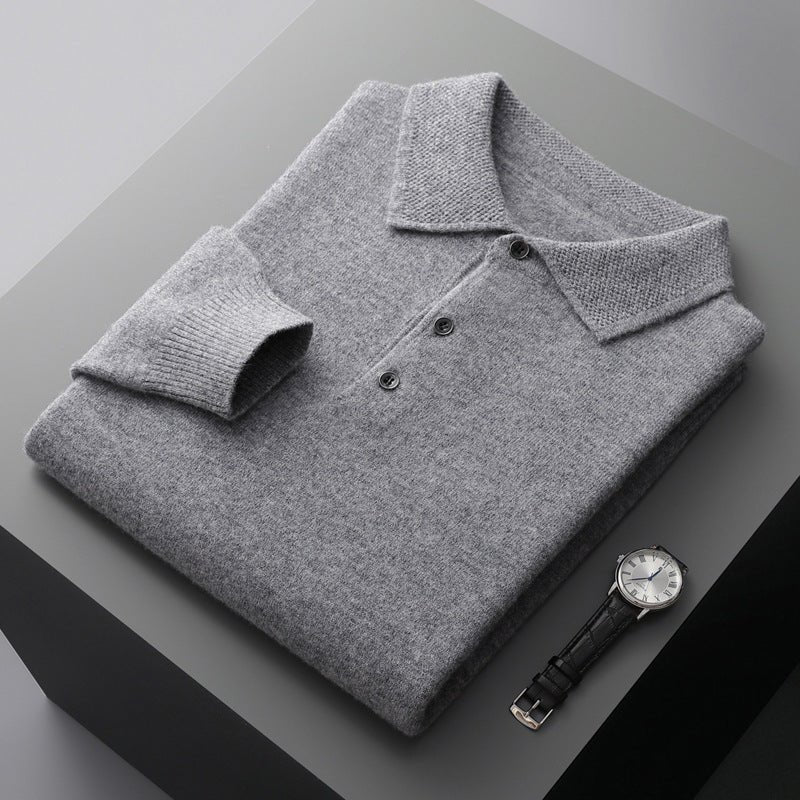 Men's Polo Shirt - Knitted Collar Button Placket | Smart Casual
