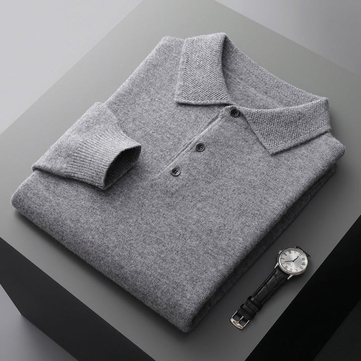 Men's Polo Shirt - Knitted Collar Button Placket | Smart Casual