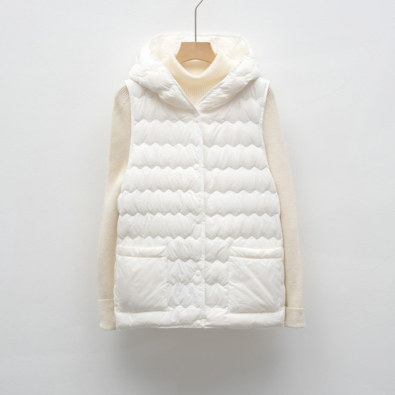 Bodywarmer Women - Quilted Hooded Zip Sleeveless Puffer | Casual